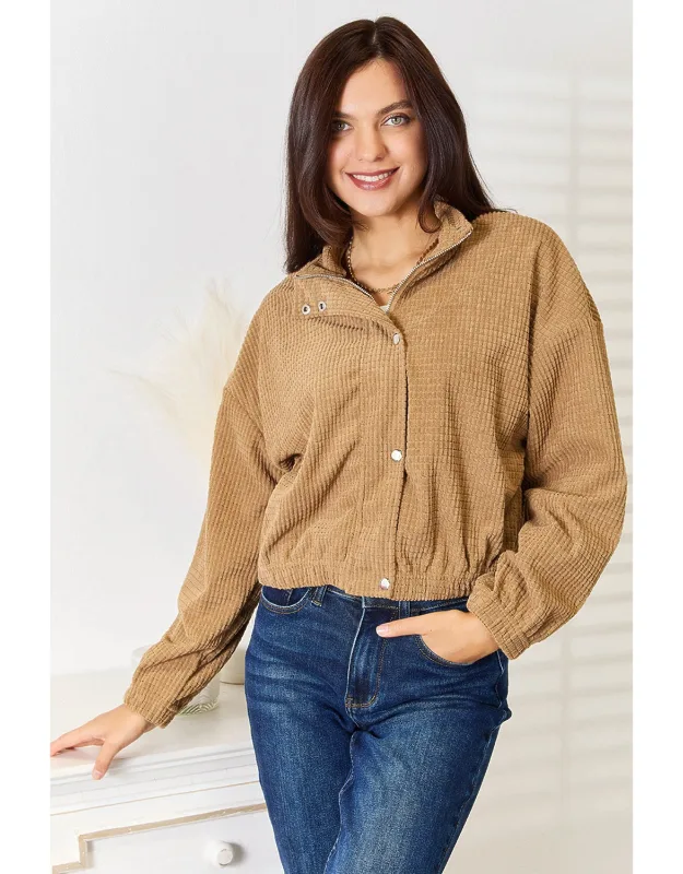 Perfee Long Sleeve Dropped Shoulder Jacket