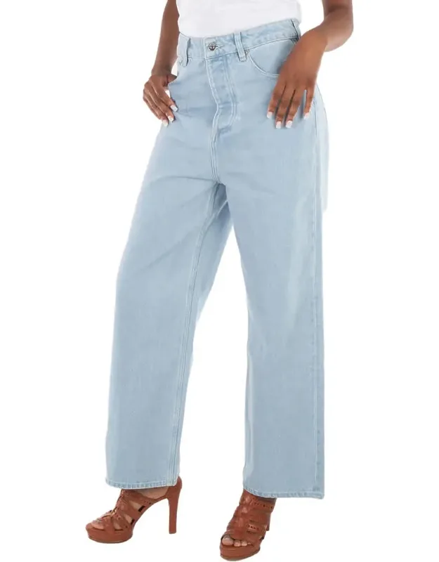 Sun Bleach Wide-leg Denim Jeans