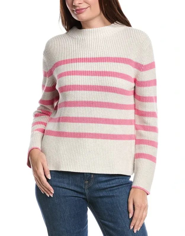Striped Rib Funnel Neck Sweater