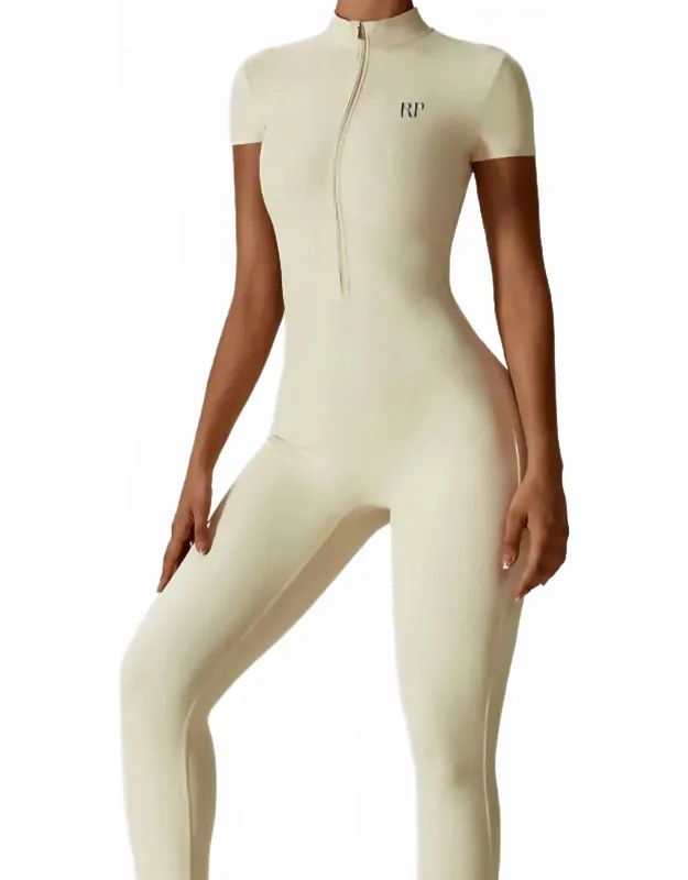 Scuba Short Sleeve Zip Jumpsuit