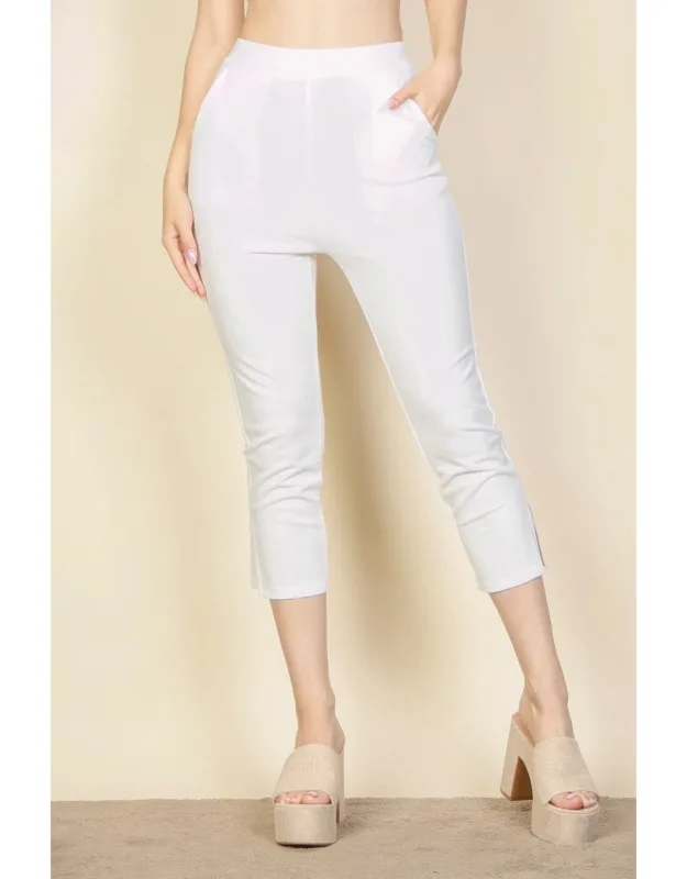 Slit Hem Cropped Pants
