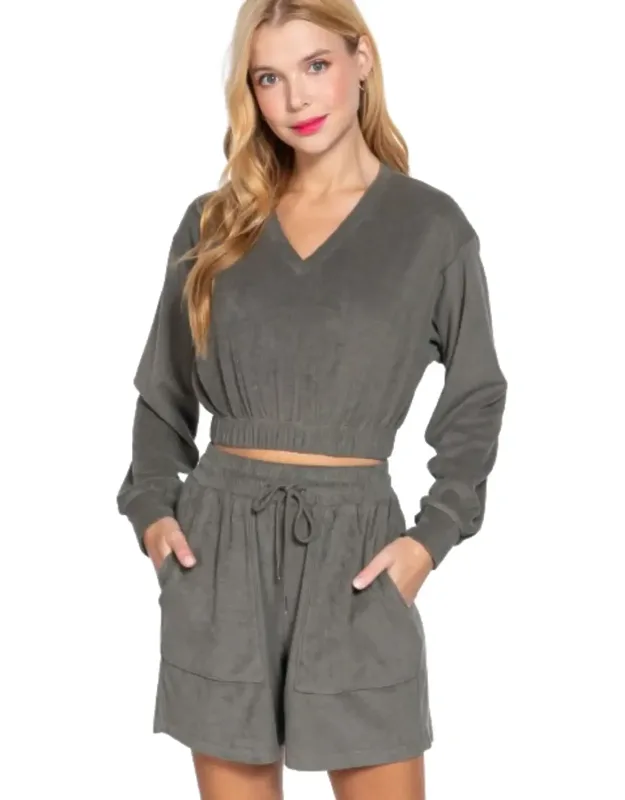 Elasticized Hem Terry Towelling Top