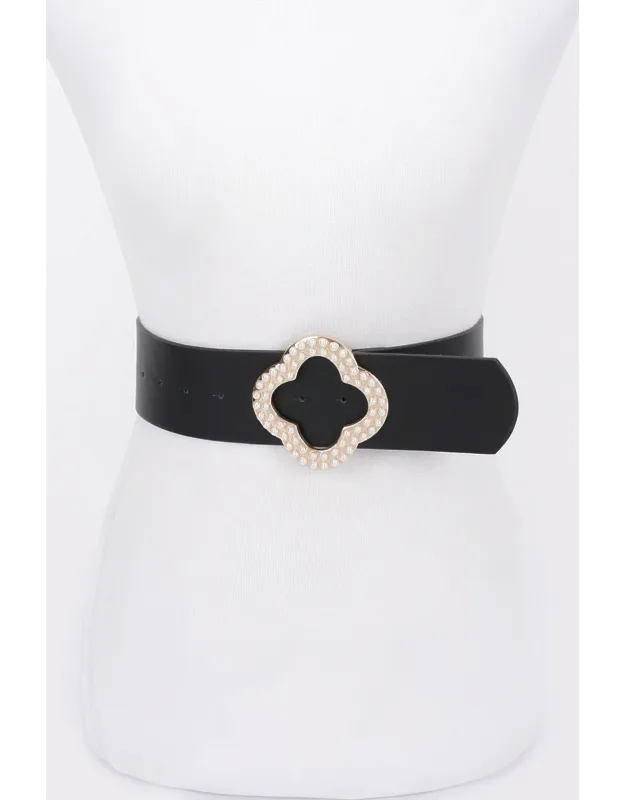 Pearl Metal Buckle Metallic Stretch Belt