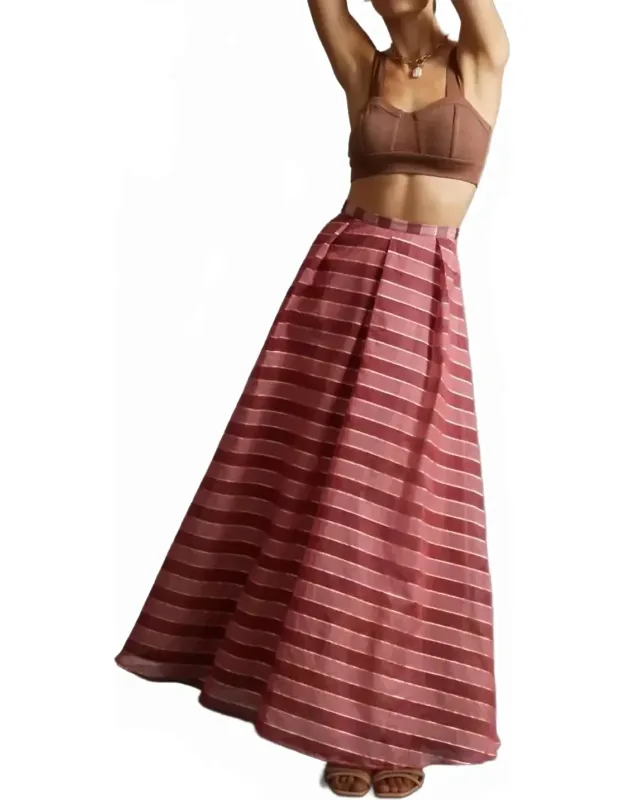 Cranberry Stripes Maxi Skirt