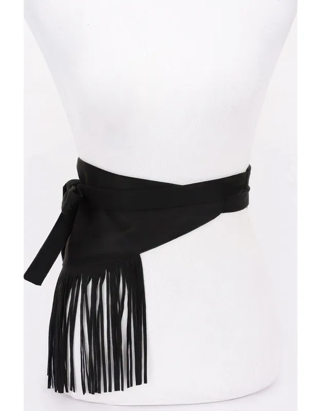 Faux Suede Fringe Belt