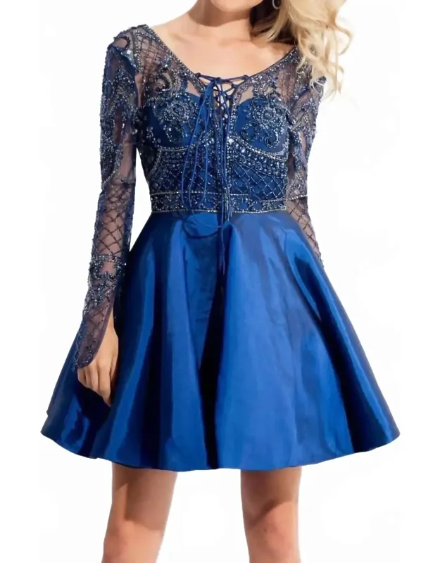 Beaded Mikado Short Prom Dress