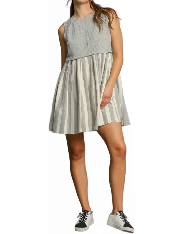 Mixed Sleeveless Mini Dress