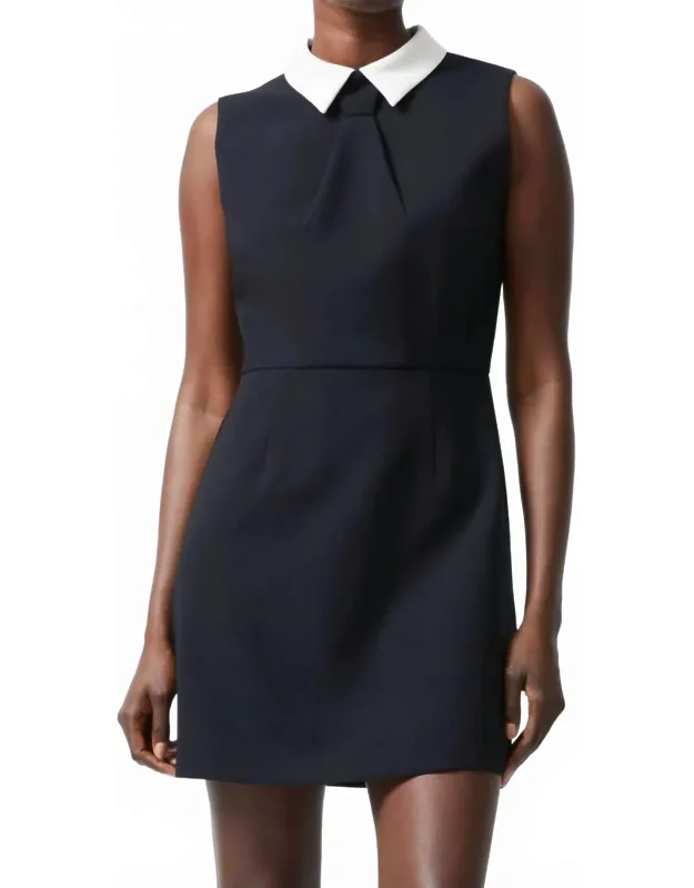 Collared Tie Mini Dress