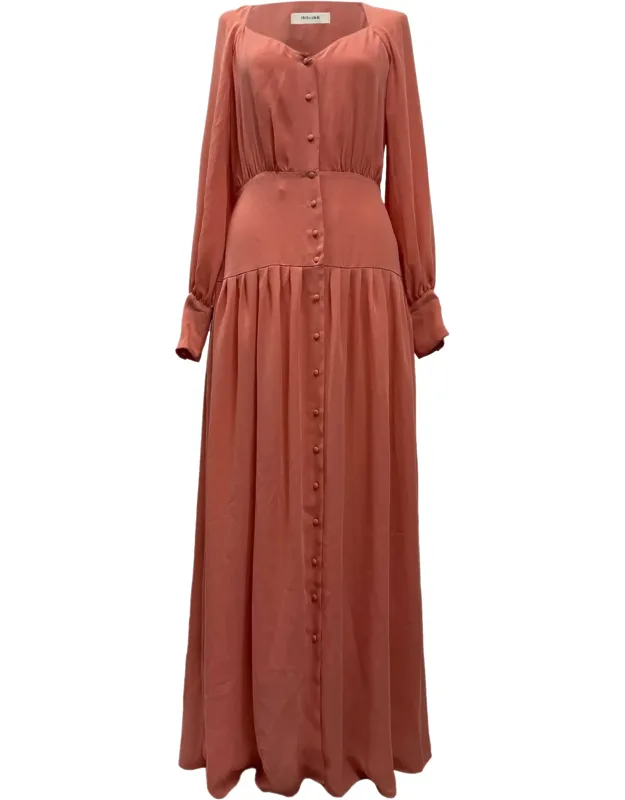 Pleated Crepe Maxi Dress