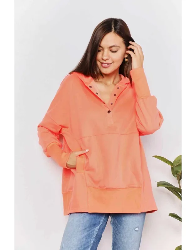 Quarter-snap Dropped Shoulder Hoodie
