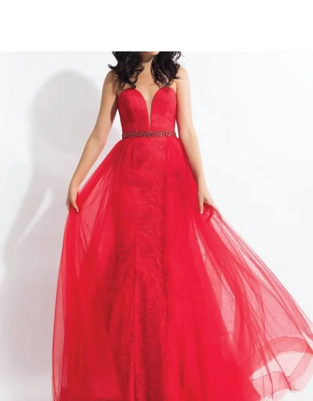 Strapless Lace Tulle Prom Dress