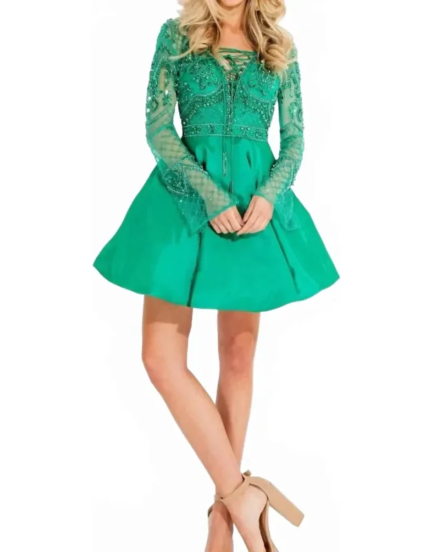 Beaded Mikado Short Prom Dress