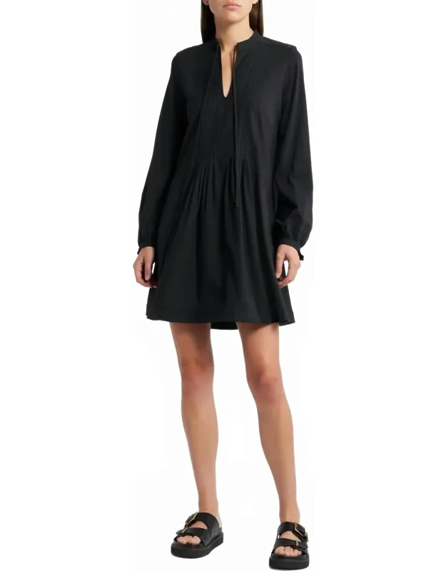 Pintuck Long Sleeve Organic Cotton Dress