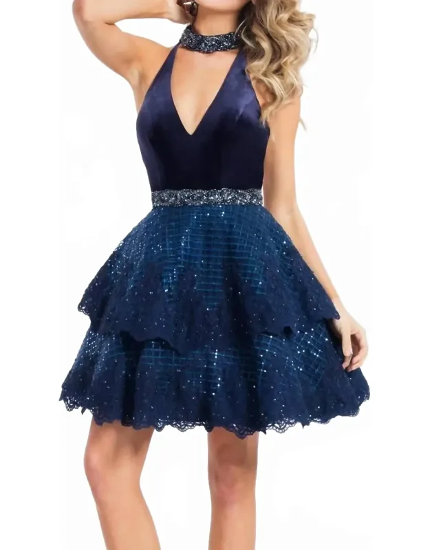 Velvet Lace Short Prom Dress