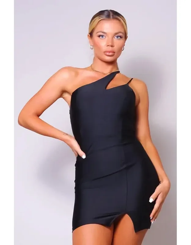 Cutout One Shoulder Mini Dress