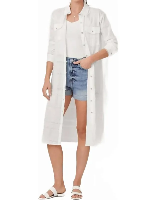 Textured Gauze Long Shirt Dress