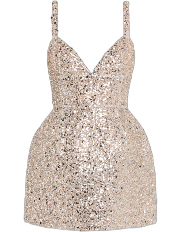 Deep V-neck Sequin Mini Dress