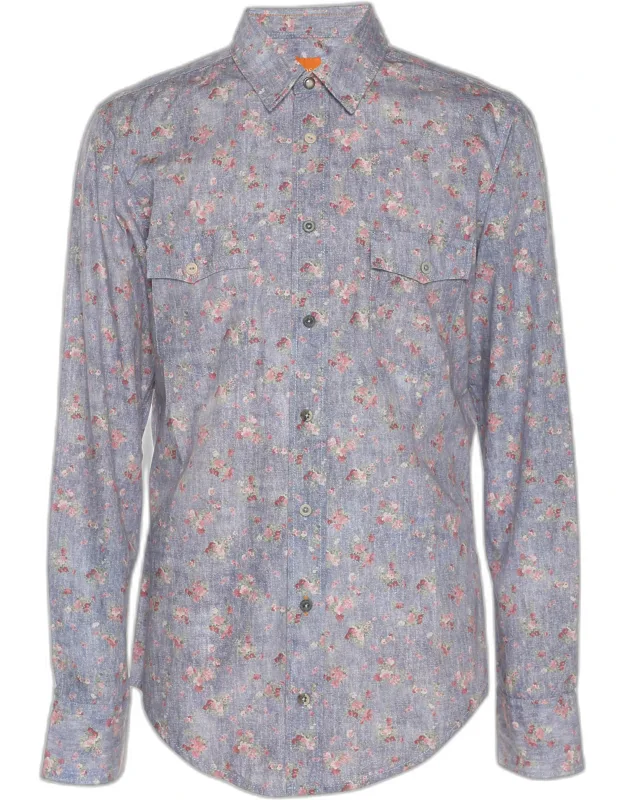 Floral Print Cotton Long Sleeve Shirt