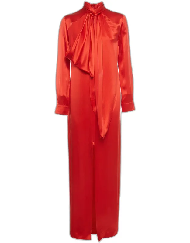 Silk Neck Drape Detail Maxi Dress