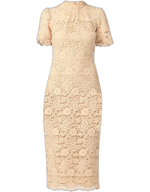 Vivienne Scalloped Floral Lace Midi Dress