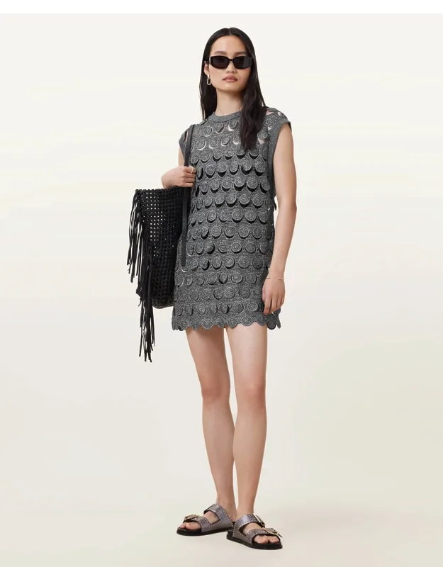 Iris Crochet Metallic Mini Dress