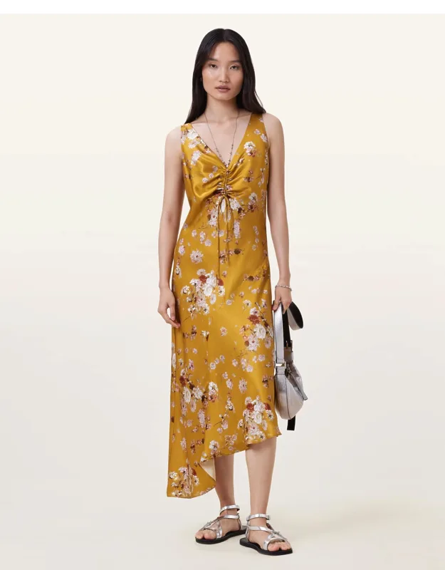 Alexia V-neck Drawstring Midi Slip Dress