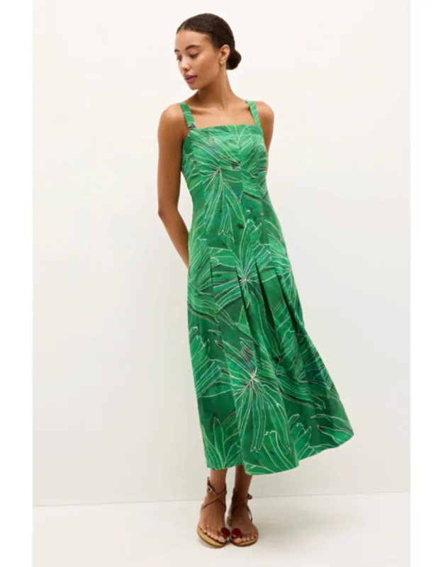 Dixon Dress With Stitched Down Box Pleats And Adjustable Straps