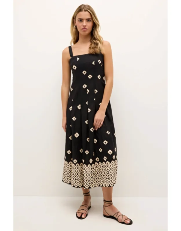 Dixon Dress With Adjustable Straps And Box Pleats