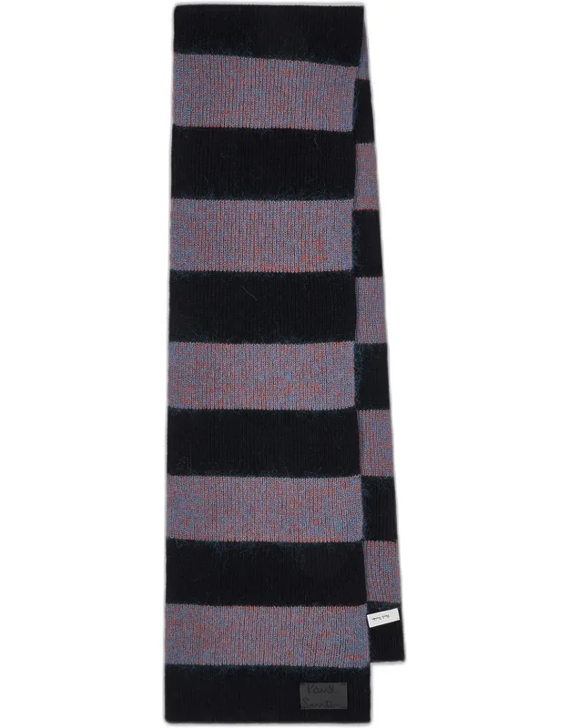 Chunky Stripe Lambswool-mohair Blend Scarf