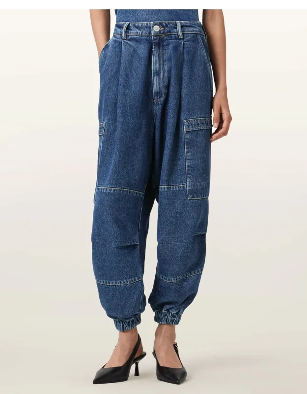 Tapered Denim Cargo Jeans