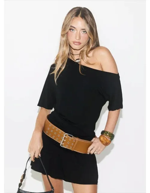 Off Shoulder Drape Mini Dress