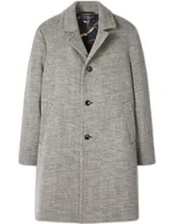 Tumbled Herringbone Wool-blend Overcoat