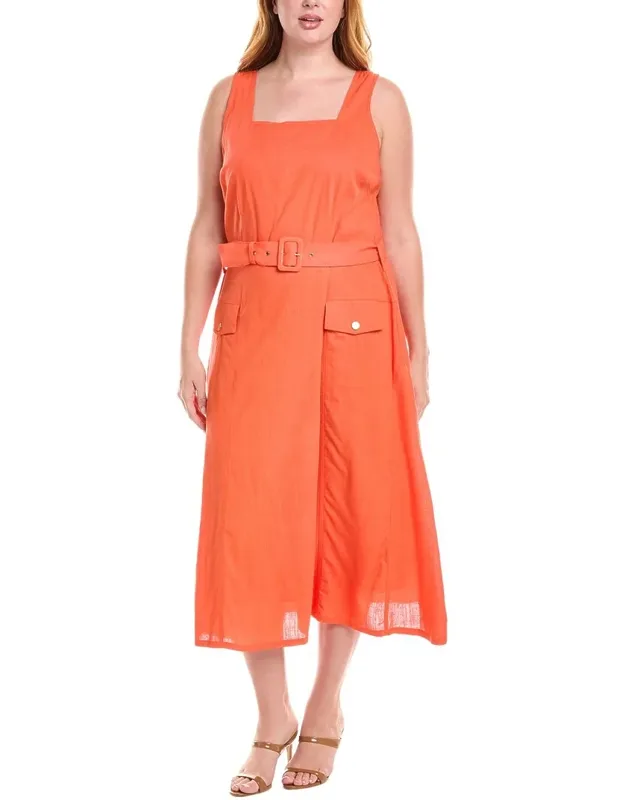 Linen-blend Midi Dress