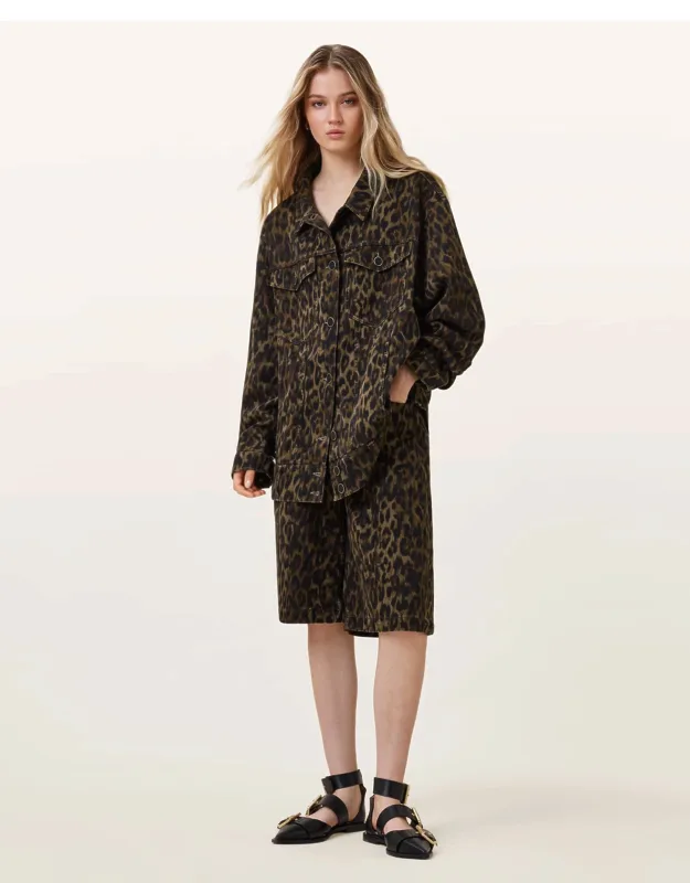 Willow Leopard Print Denim Jacket