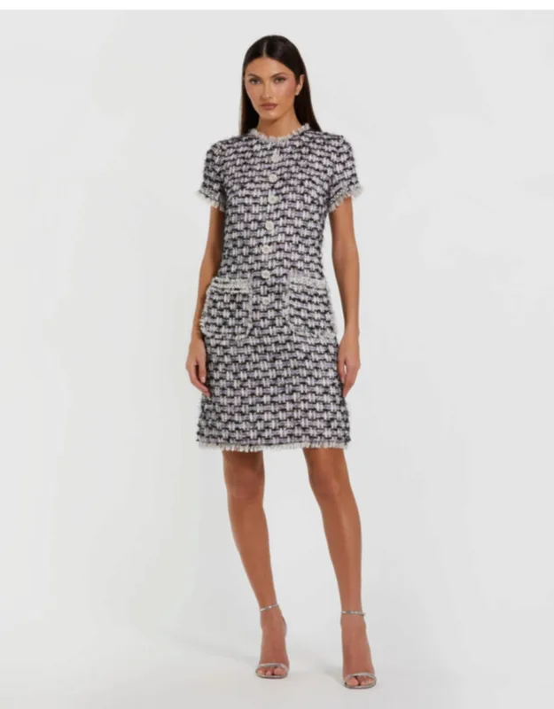 Cap Sleeve Floral Button Detail Shift Dress