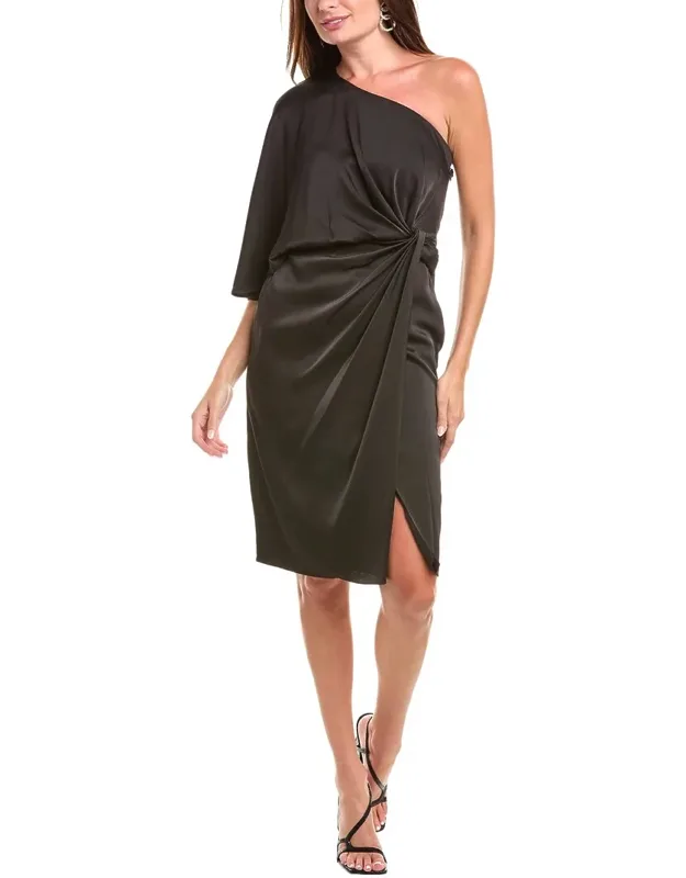One-shoulder Cape Sleeve Sheath Dress