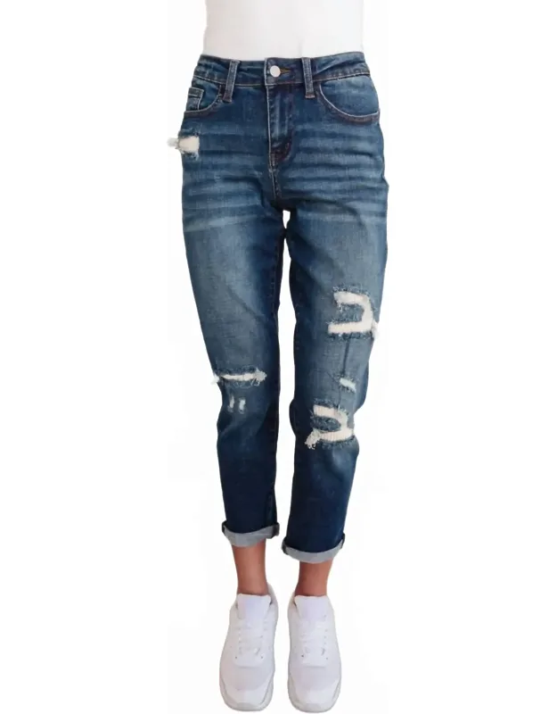 Mid Rise Thermal Distressed Jeans