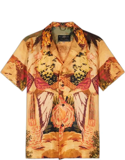 Tapestry Print Silk Pyjama Shirt