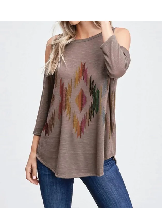 Aztec Cold Shoulder Top
