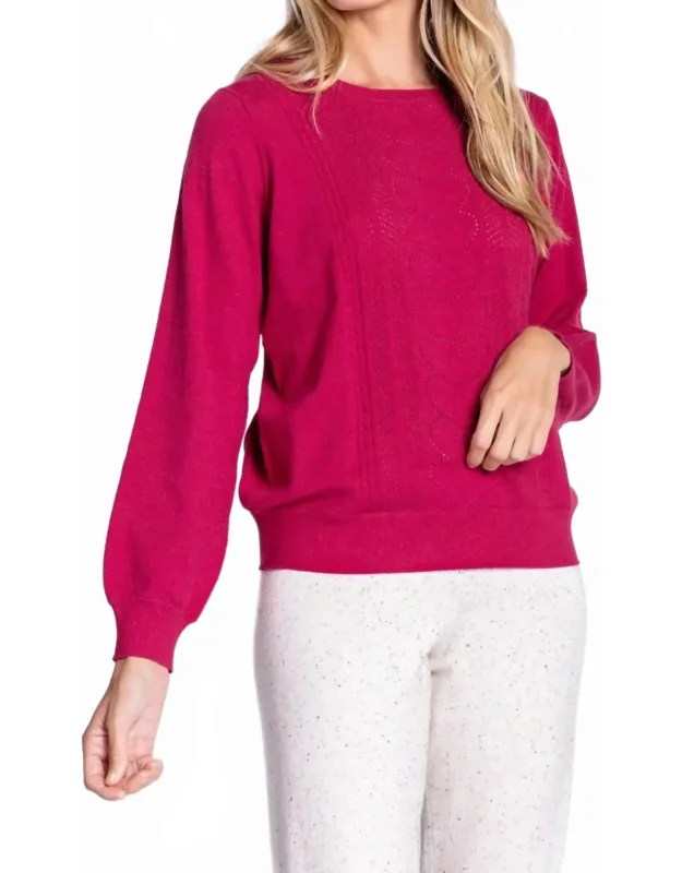 Pointelle Long Sleeve Lounge Sweater Top
