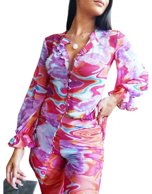Long Sleeve Top In Muri Print