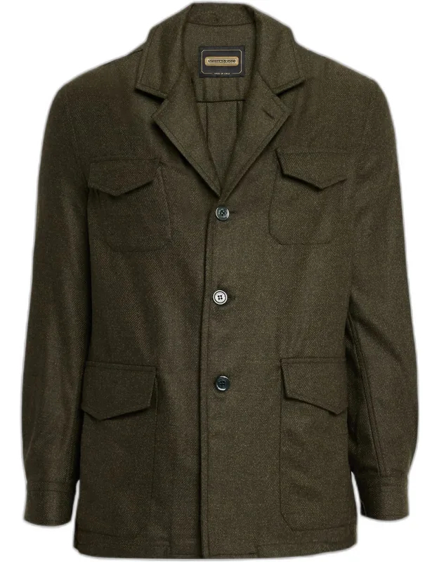Wool And Silk Flap-pocket Chore Jacket