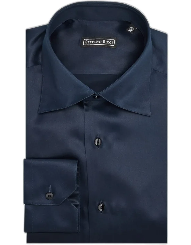 Silk Point Collar Dress Shirt