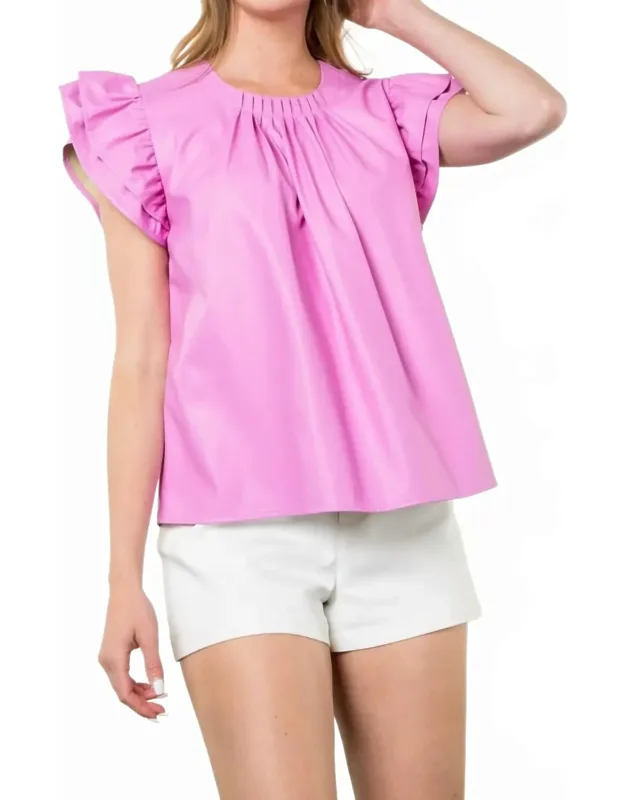 Flutter Sleeve Leather Top
