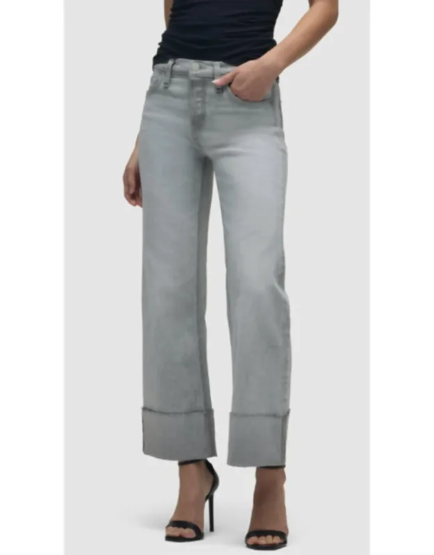Cuff High-rise Wide Leg Ankle Jeans