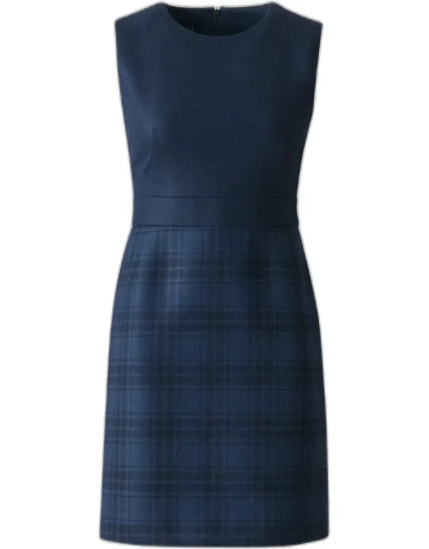 Check Wool Double-face Sleeveless A-line Dress