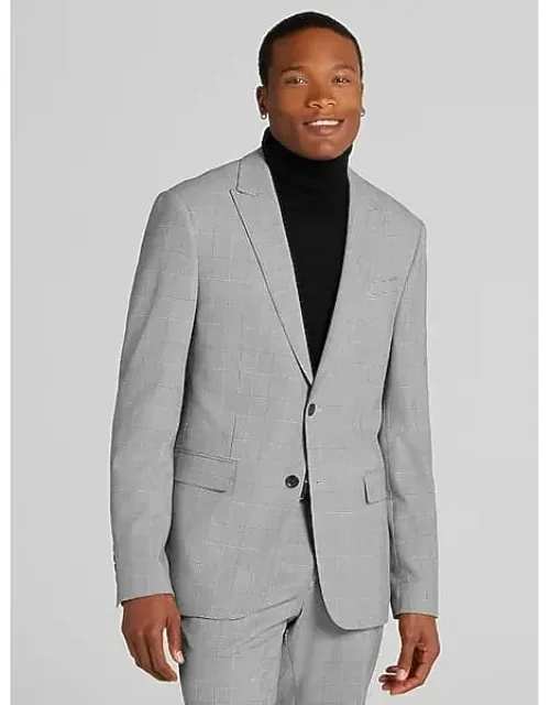 Skinny Fit Plaid Suit Jacket