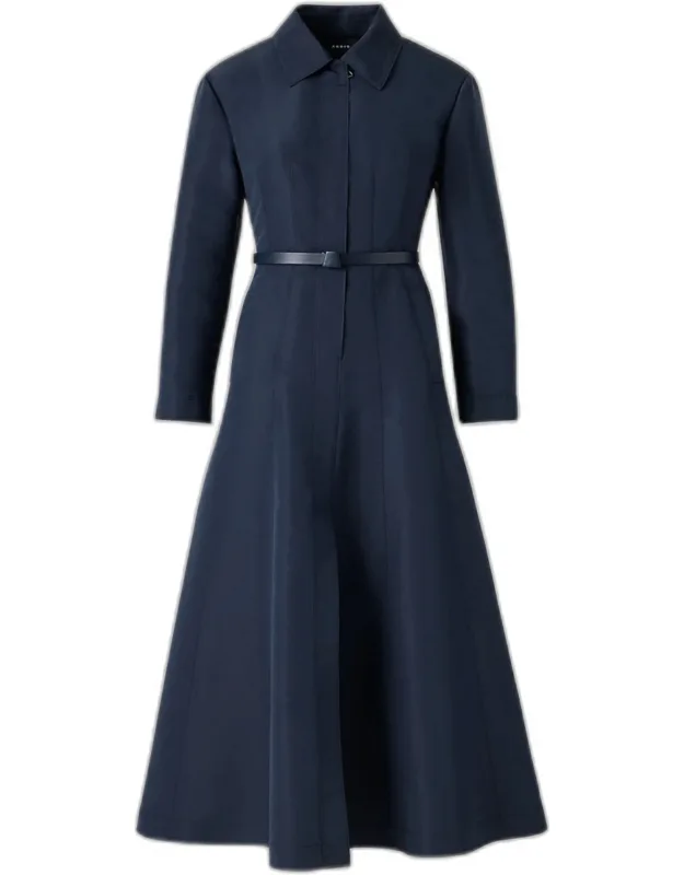Silk Belted A-line Midi Shirtdress