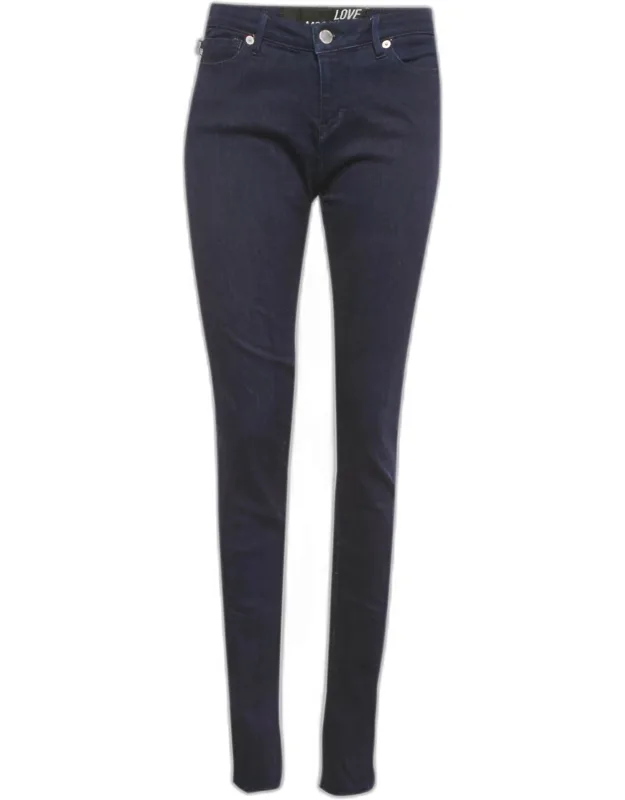 Dark Blue Print Denim Stretch Skinny Fit Jeans