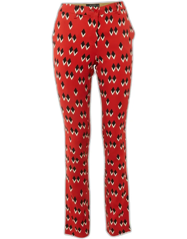 Geometric Print Crepe Slim Fit Trousers
